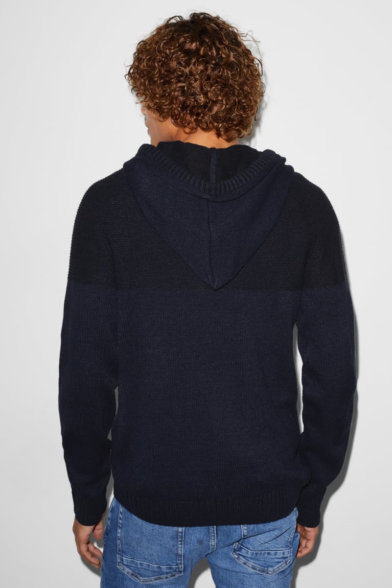 Dark Blue C&A Clockhouse Hooded Men's Jumper | VSPLR-6532