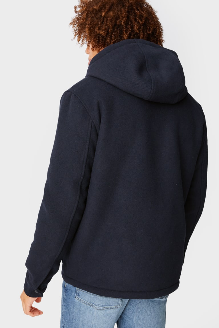 Dark Blue C&A Clockhouse With Hood Men's Jackets | CJWKA-8194