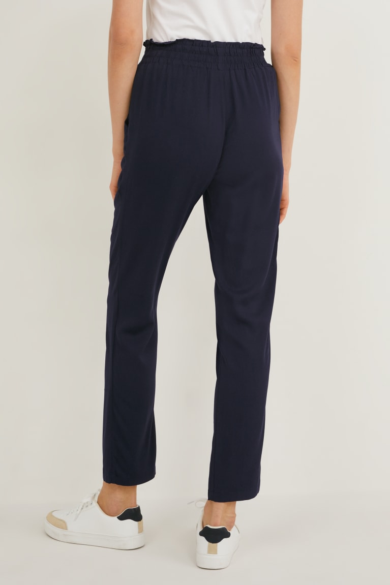 Dark Blue C&A Cloth Tapered Fit Lenzing™ Ecovero™ Women's Trousers | JMZEF-8569