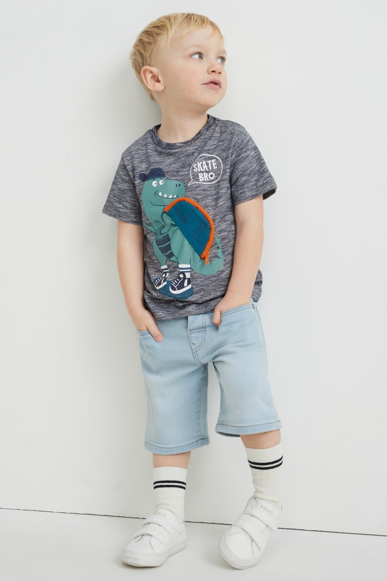 Dark Blue C&A Dinosaur Sleeve Boys' T-shirts | OMZIK-3165