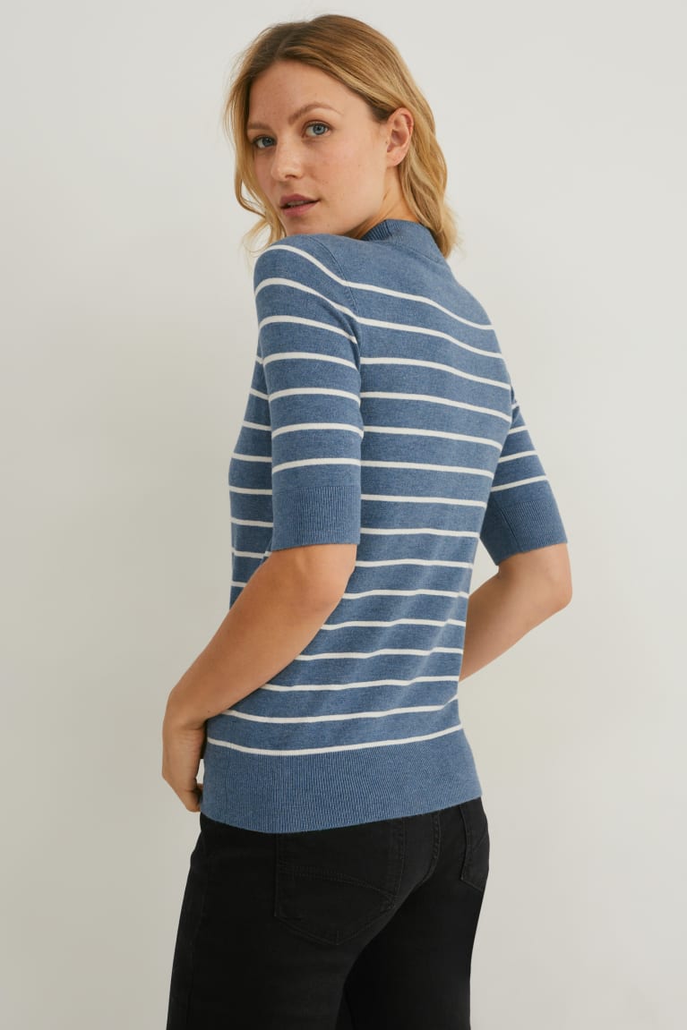 Dark Blue C&A Fine Knit Striped Women's Jumper | EAVFI-4172