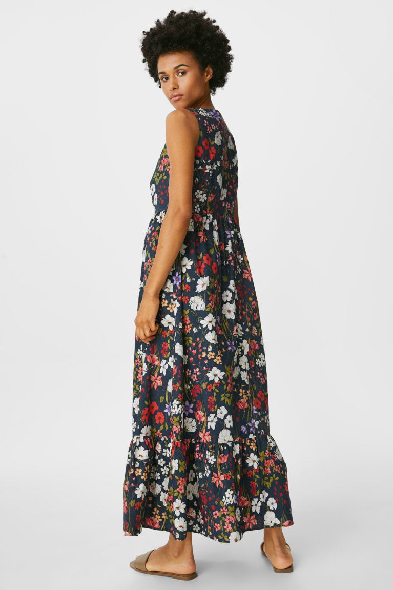 Dark Blue C&A Fit & Flare Floral Women's Dress | PNLYD-7852