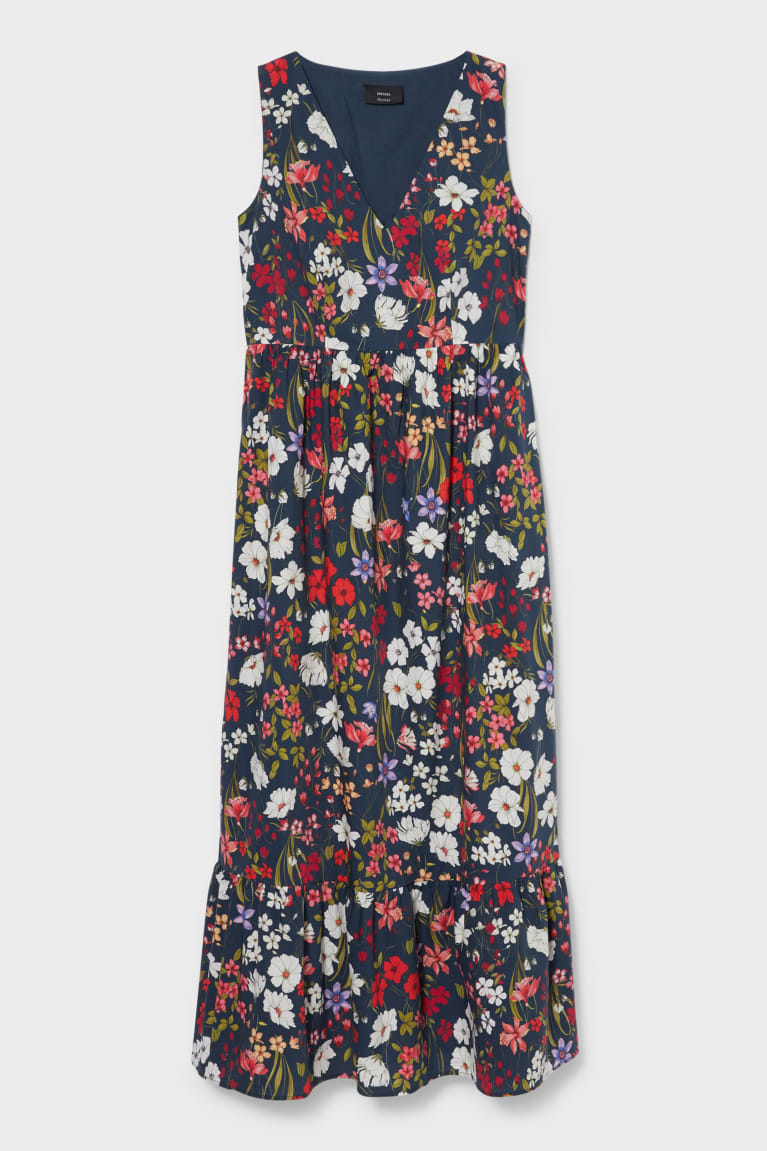 Dark Blue C&A Fit & Flare Floral Women's Dress | PNLYD-7852