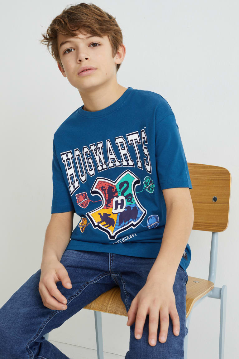 Dark Blue C&A Harry Potter Sleeve With In-conversion Cotton Boys' T-shirts | SKNMR-1562