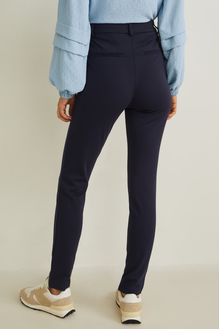 Dark Blue C&A High Waist Straight Fit Women's Trousers | UAIEQ-4128