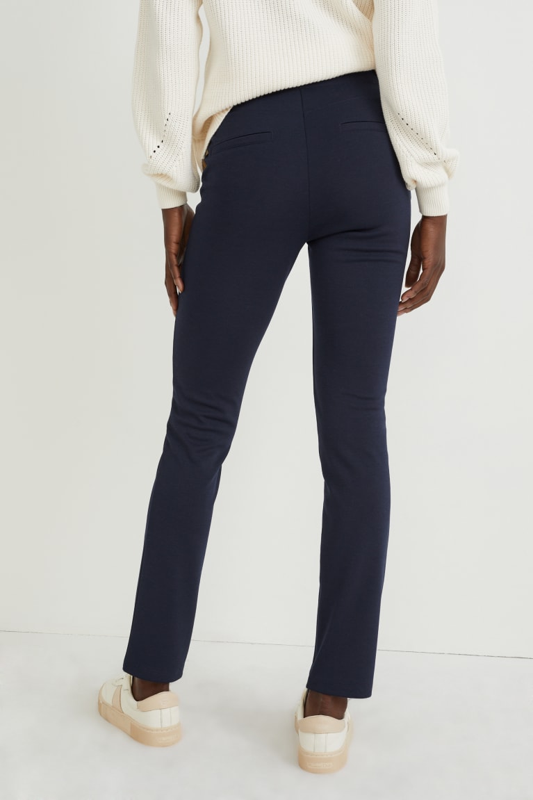 Dark Blue C&A Jersey Straight Fit With Recycled Polyester Women's Trousers | SYDBU-4783