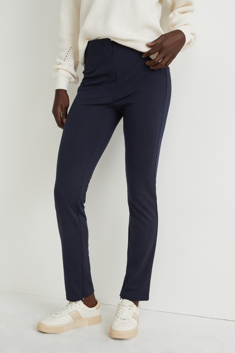 Dark Blue C&A Jersey Straight Fit With Recycled Polyester Women's Trousers | SYDBU-4783