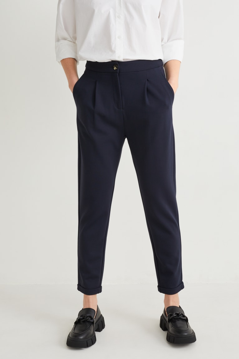 Dark Blue C&A Jersey Tapered Fit Women's Trousers | PAYTR-2359