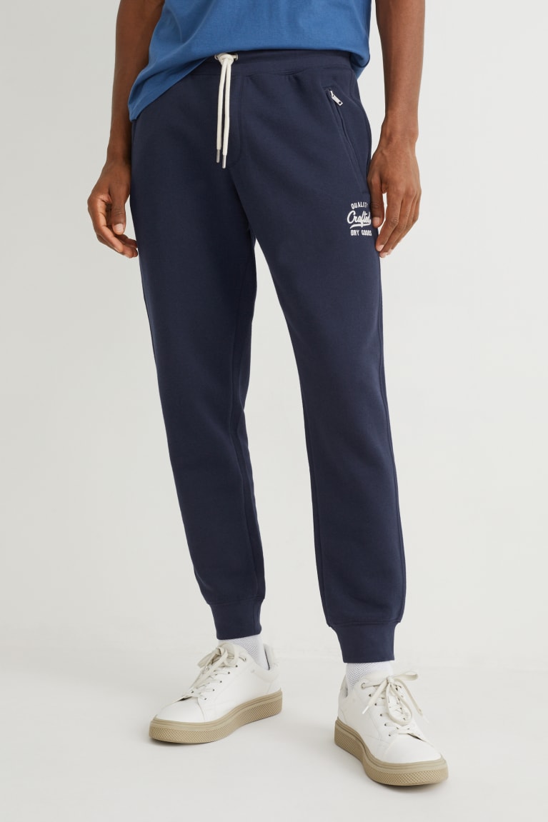 Dark Blue C&A Joggers With Recycled Polyester Men's Trousers | VDBIK-2836