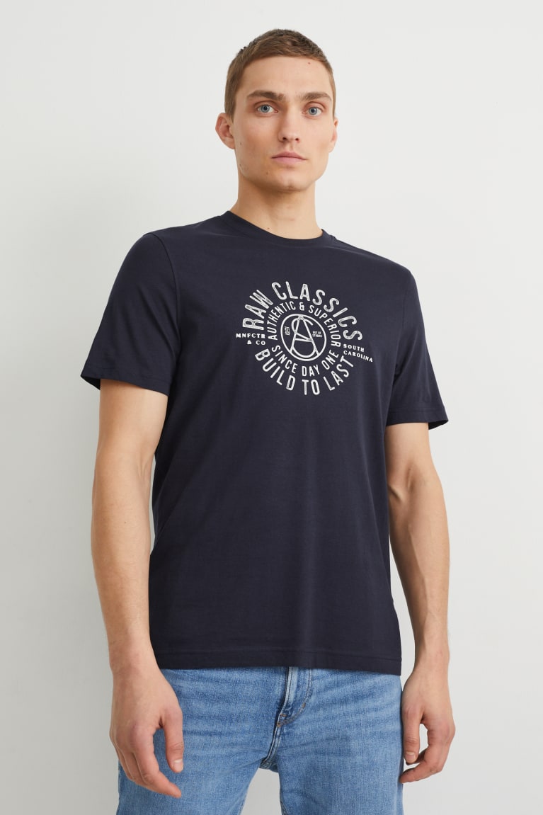 Dark Blue C&A Men\'s T-shirts | FPBQE-2603