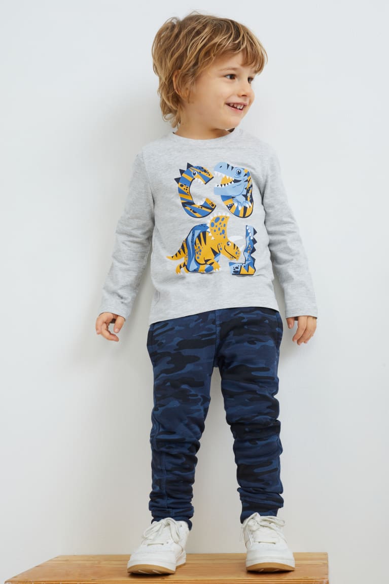 Dark Blue C&A Multipack Of 3 Dinosaur Long Sleeve Boys' Top | JAMPF-5064