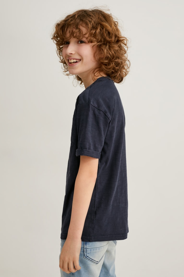 Dark Blue C&A Multipack Of 3 Sleeve Boys' T-shirts | BKQIV-4395