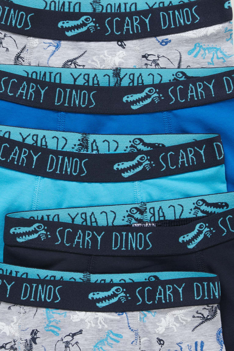 Dark Blue C&A Multipack Of 5 Dinosaur Boxer Organic Cotton Boys' Underwear | NXMHB-6380