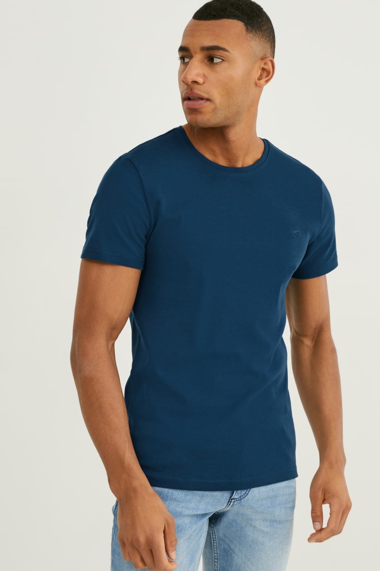 Dark Blue C&A Mustang Men's T-shirts | OLYMW-0263