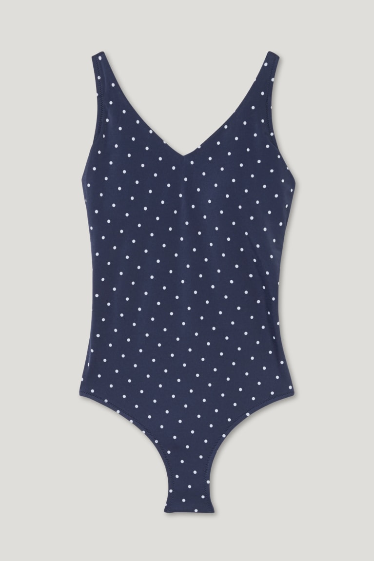 Dark Blue C&A Non-wired Mastectomy Swimsuit Polka Dot Women's Swimwear | VNPUW-3908