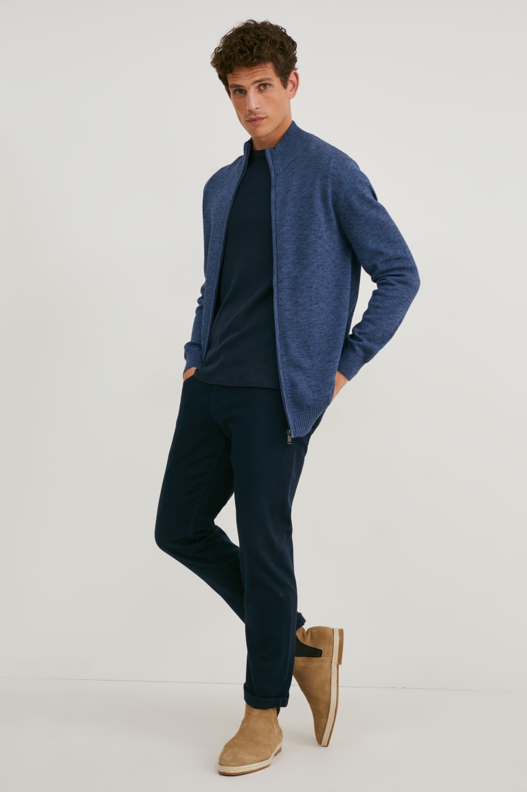 Dark Blue C&A Organic Cotton Men's Cardigan | ABQVP-6308