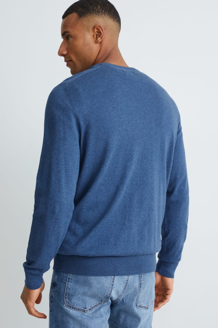 Dark Blue C&A Organic Cotton Men's Jumper | QFCTM-5039