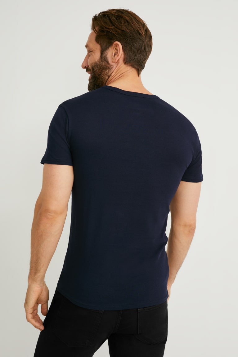 Dark Blue C&A Organic Cotton Men's T-shirts | KBHJV-0643