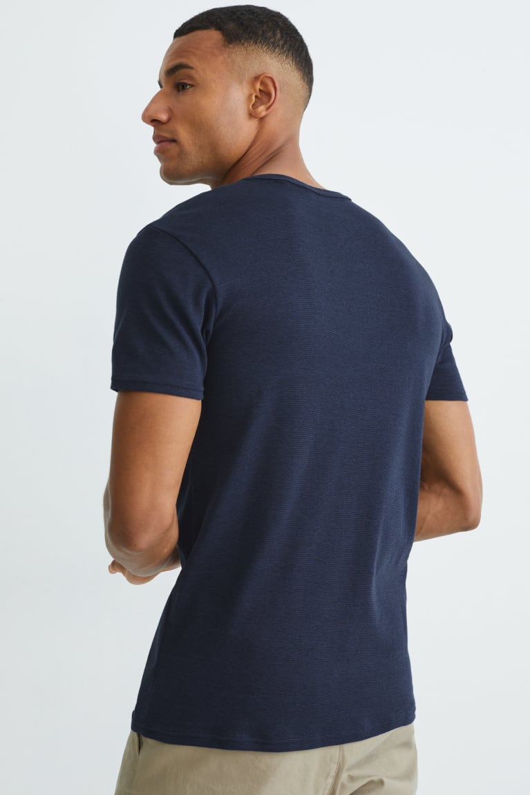 Dark Blue C&A Organic Cotton Men's T-shirts | LGBMA-5198