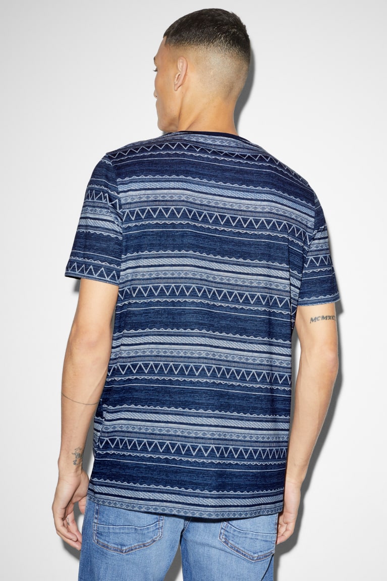 Dark Blue C&A Patterned Men's T-shirts | BAPYX-5910