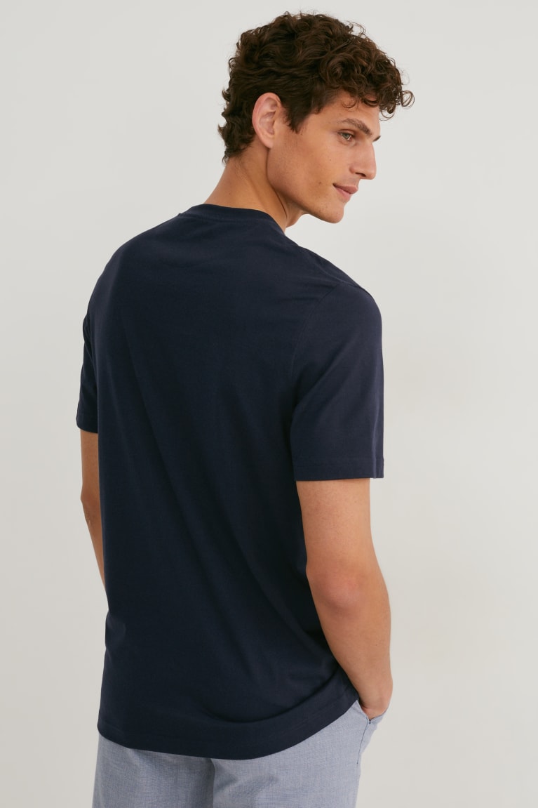 Dark Blue C&A Pima Cotton Men's T-shirts | JPYXF-3940