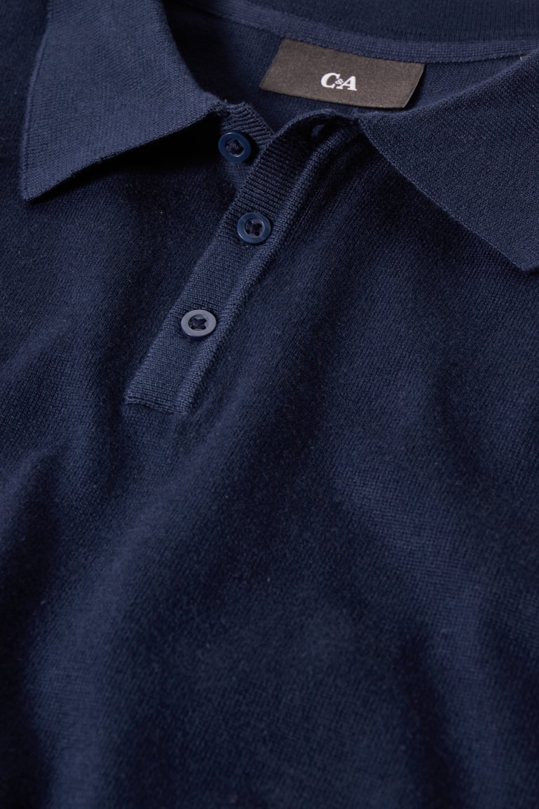 Dark Blue C&A Polo Men's Shirts | QNPCD-0196