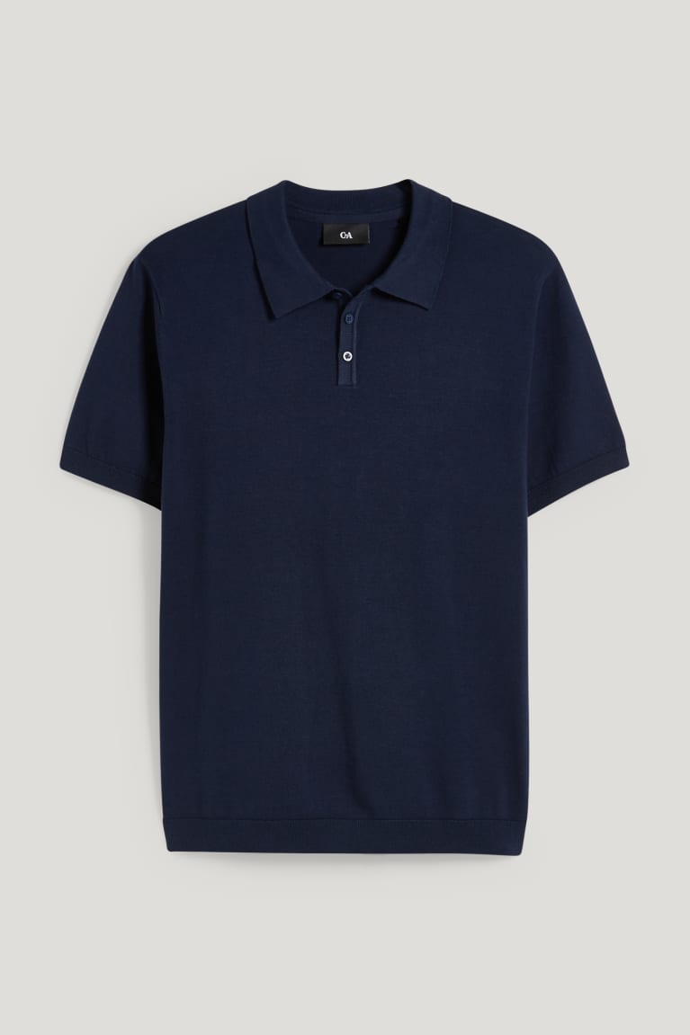 Dark Blue C&A Polo Men\'s Shirts | QNPCD-0196