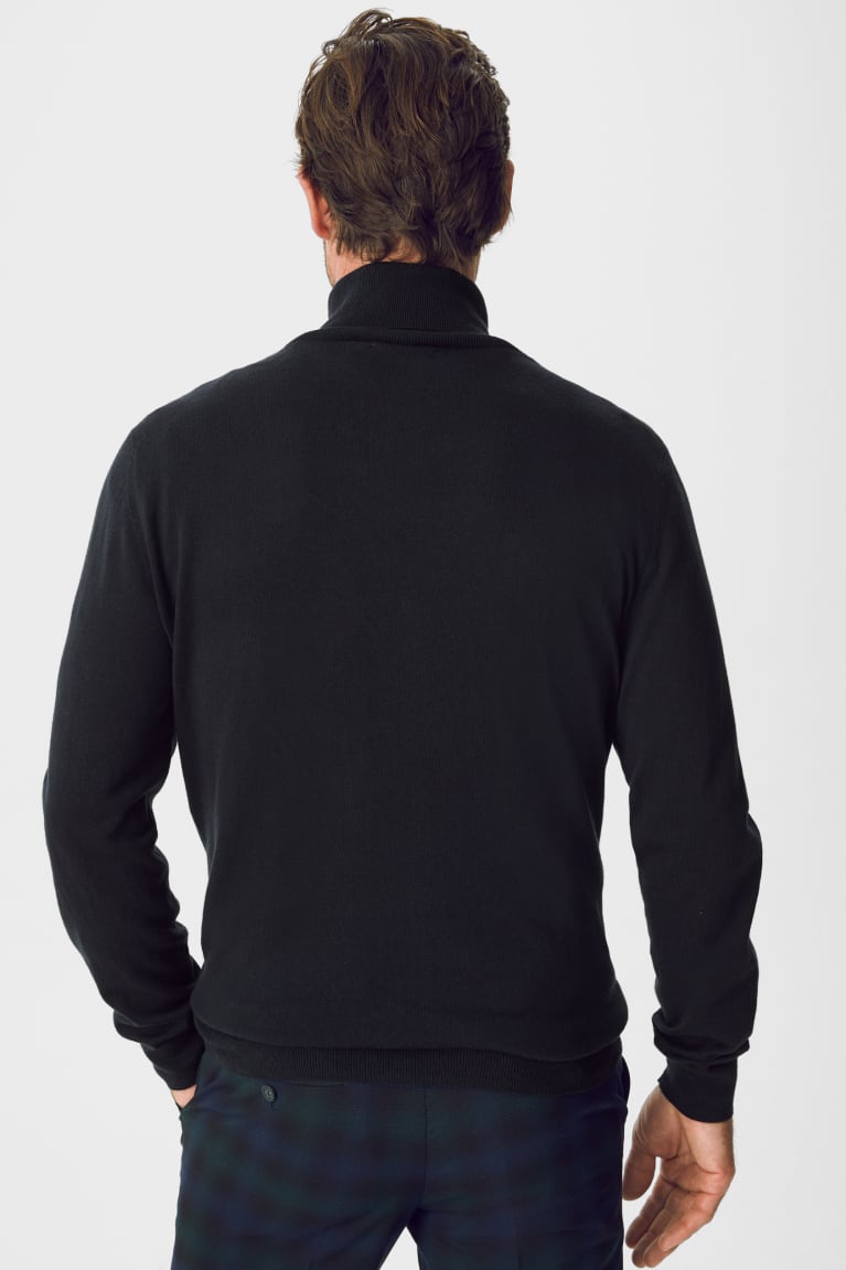 Dark Blue C&A Polo Neck Men's Jumper | VYZQX-9785