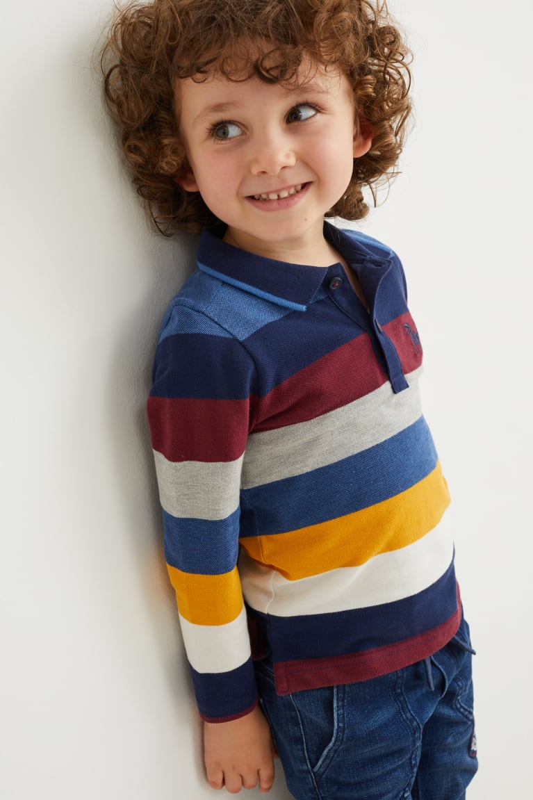 Dark Blue C&A Polo Striped Boys\' Shirts | FCSWZ-7902