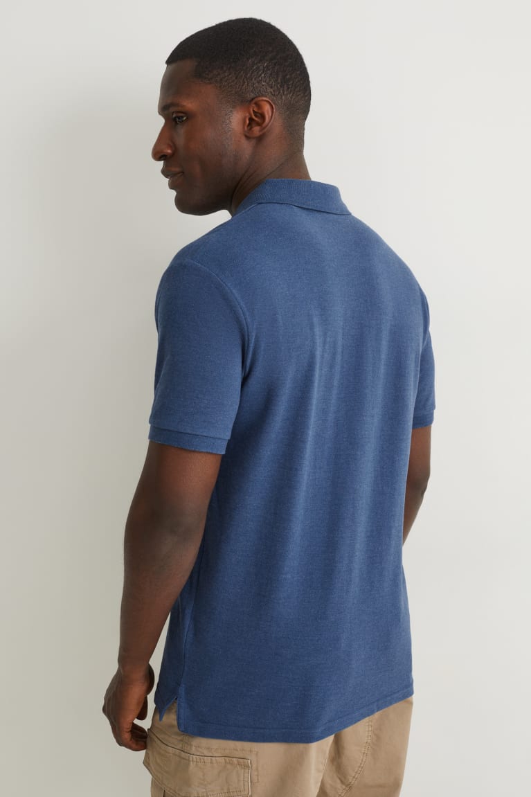 Dark Blue C&A Polo With Organic Cotton Men's Shirts | ZRBQL-4653