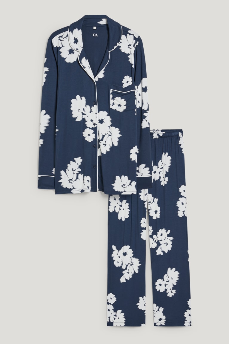 Dark Blue C&A Pyjamas Floral Women's Nightwear | TESHC-0627