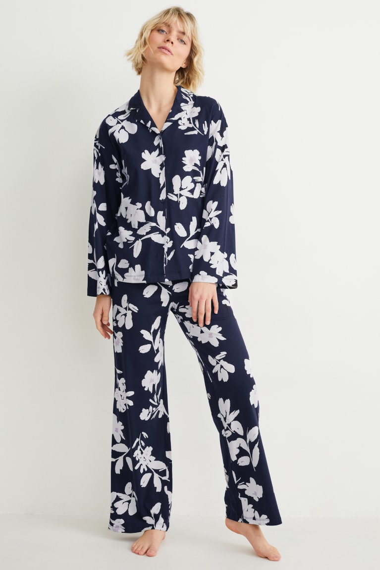 Dark Blue C&A Pyjamas Floral Women's Nightwear | VNOZG-5490