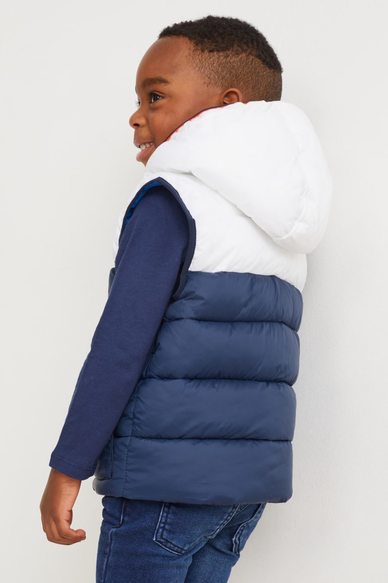 Dark Blue C&A Quilted Gilet With Hood Recycled Girls' Jackets | CBZQX-8290