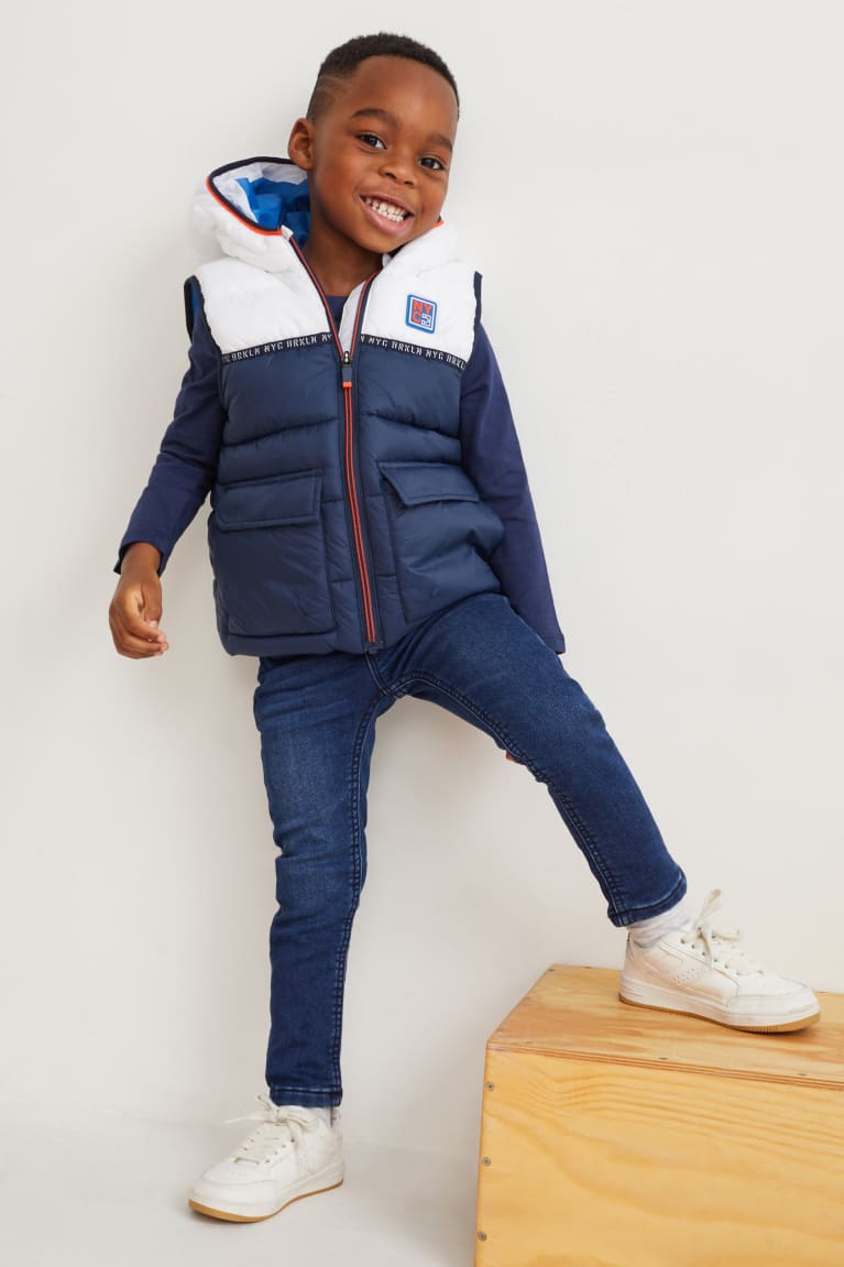 Dark Blue C&A Quilted Gilet With Hood Recycled Girls' Jackets | CBZQX-8290