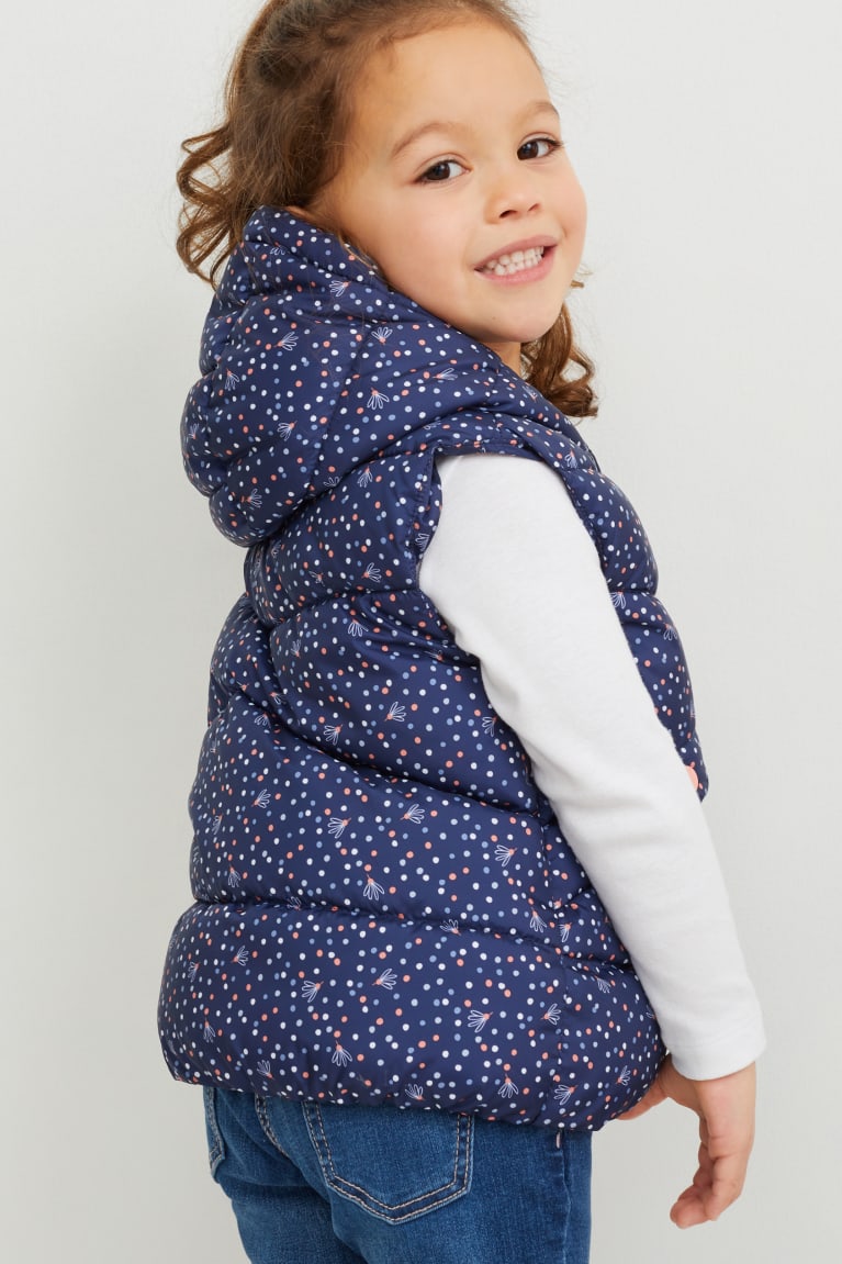 Dark Blue C&A Quilted Gilet With Hood Recycled Polka Dot Girls' Jackets | XNPOW-3650