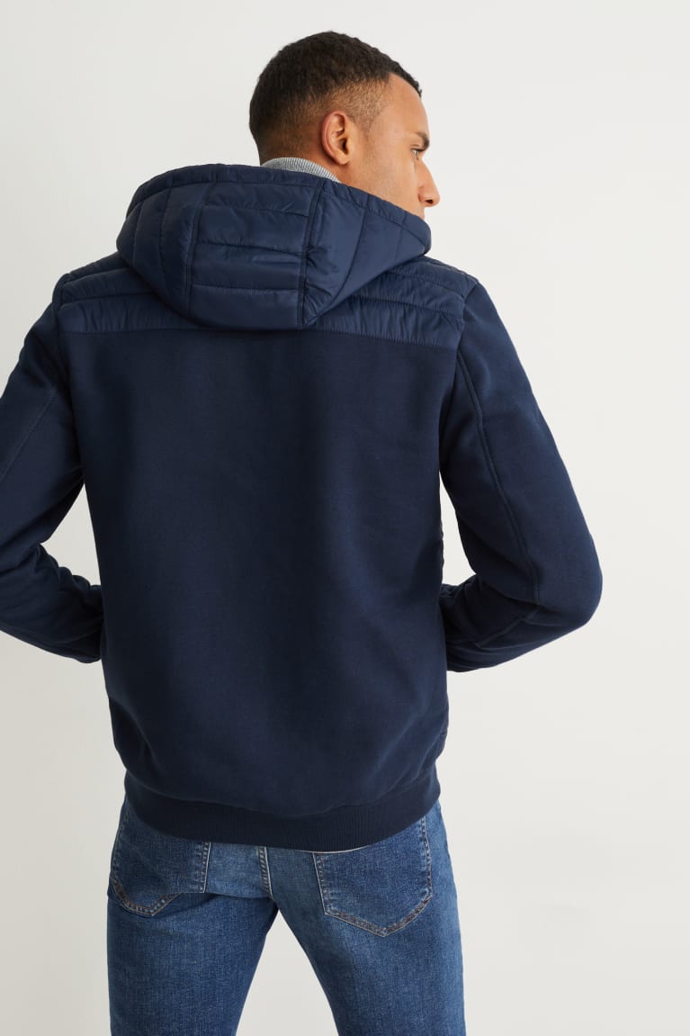 Dark Blue C&A Quilted With Hood Men's Jackets | CYGBX-1354