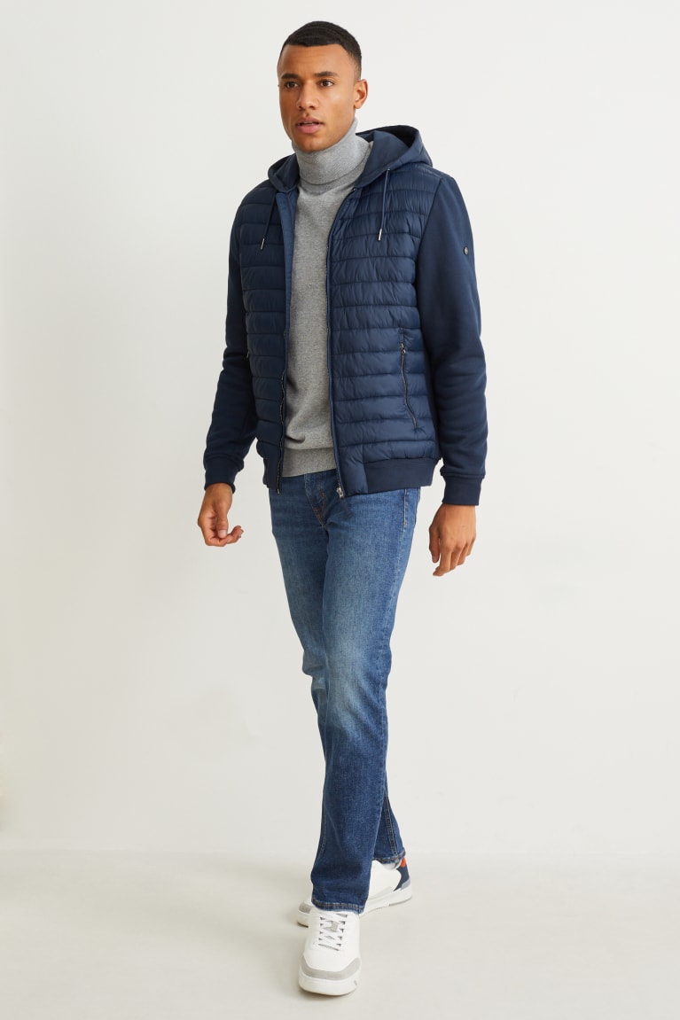 Dark Blue C&A Quilted With Hood Men's Jackets | CYGBX-1354