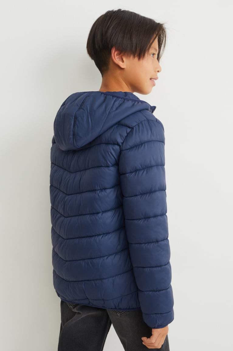 Dark Blue C&A Quilted With Hood Recycled Girls' Jackets | LZXKC-5643