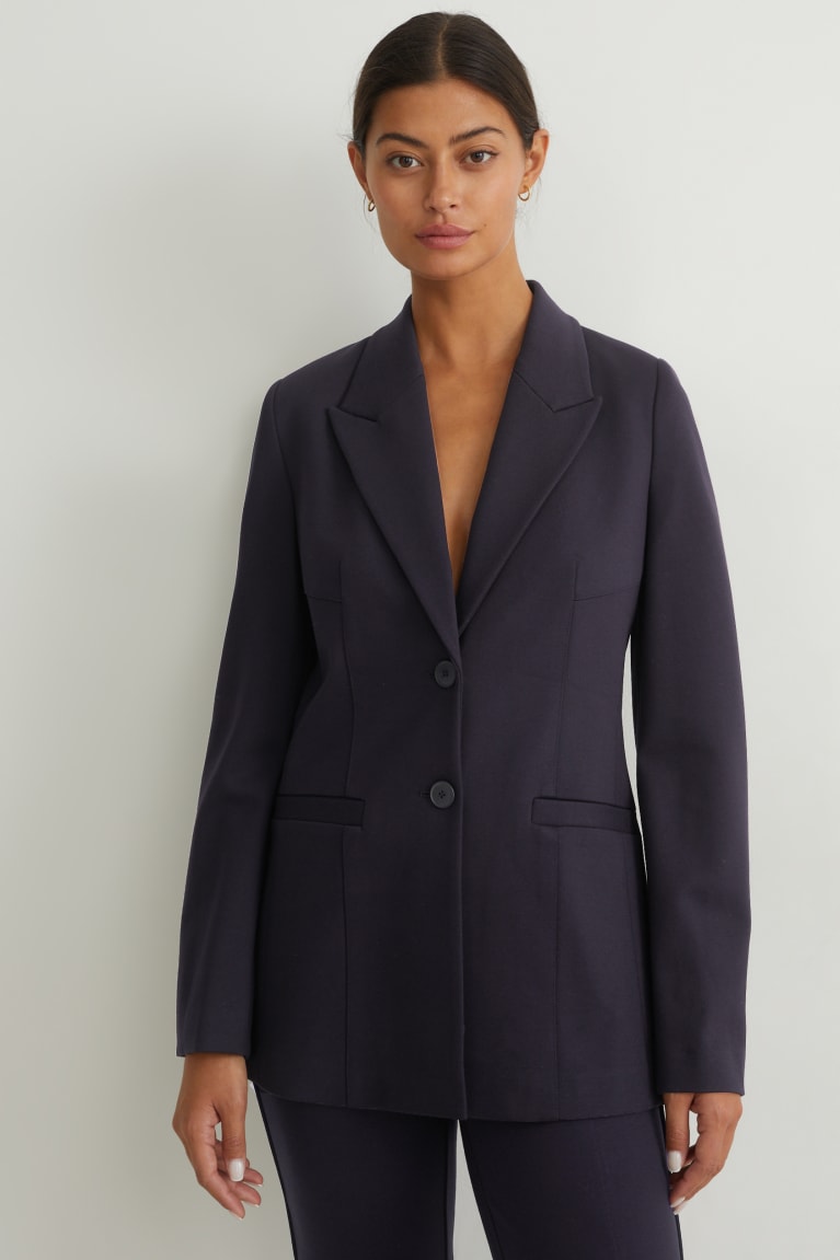 Dark Blue C&A Regular Fit Lenzing™ Ecovero™ Women\'s Blazers | QXBNG-8326