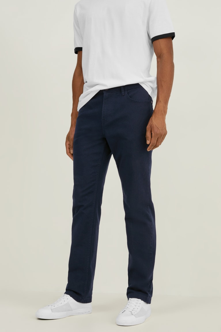 Dark Blue C&A Regular Fit Men's Trousers | SRGYF-7048