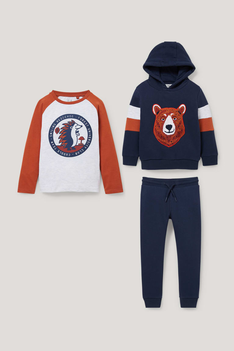 Dark Blue C&A Set, Long Sleeve And Joggers 3 Piece Girls' Hoodie | DCTLV-8791