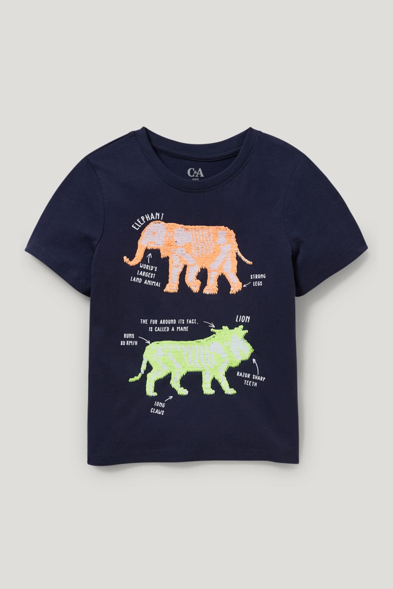 Dark Blue C&A Sleeve Shiny Boys' T-shirts | DXRNI-7506