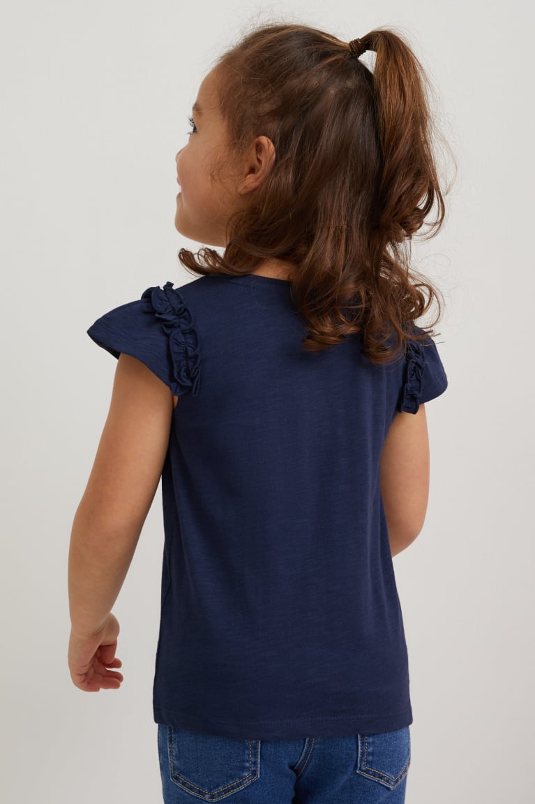 Dark Blue C&A Sleeve Shiny Girls' T-shirts | WVJFS-3072