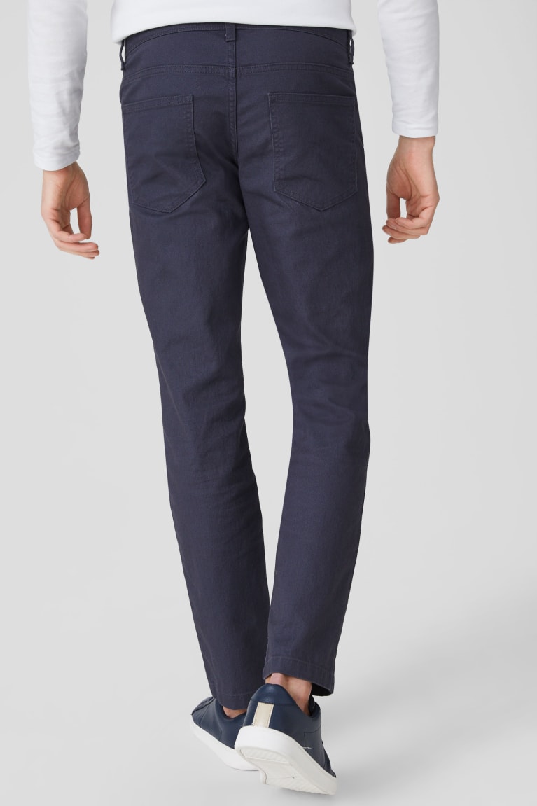 Dark Blue C&A Slim Fit Men's Trousers | UKXFZ-8456