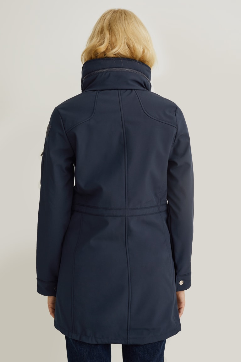 Dark Blue C&A Softshell With Hood Bionic-finish®eco Recycled Women's Coats | EQCGK-1745