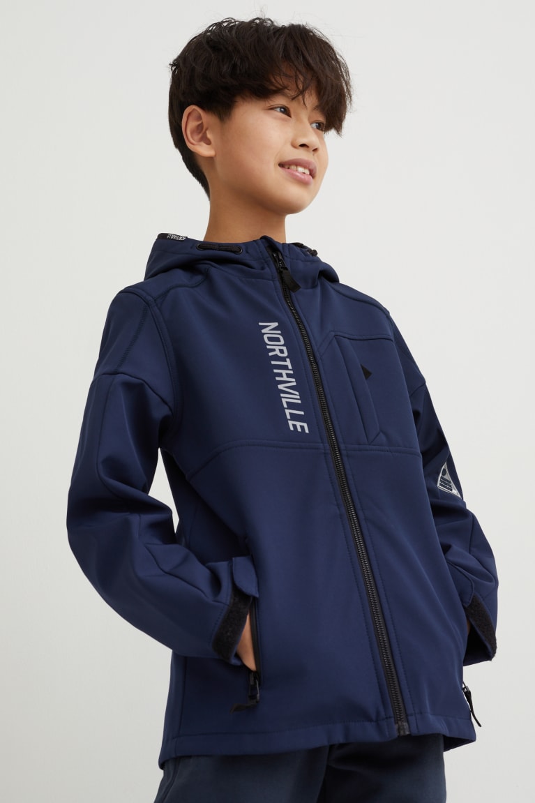 Dark Blue C&A Softshell With Hood Girls\' Jackets | VLRSU-5102