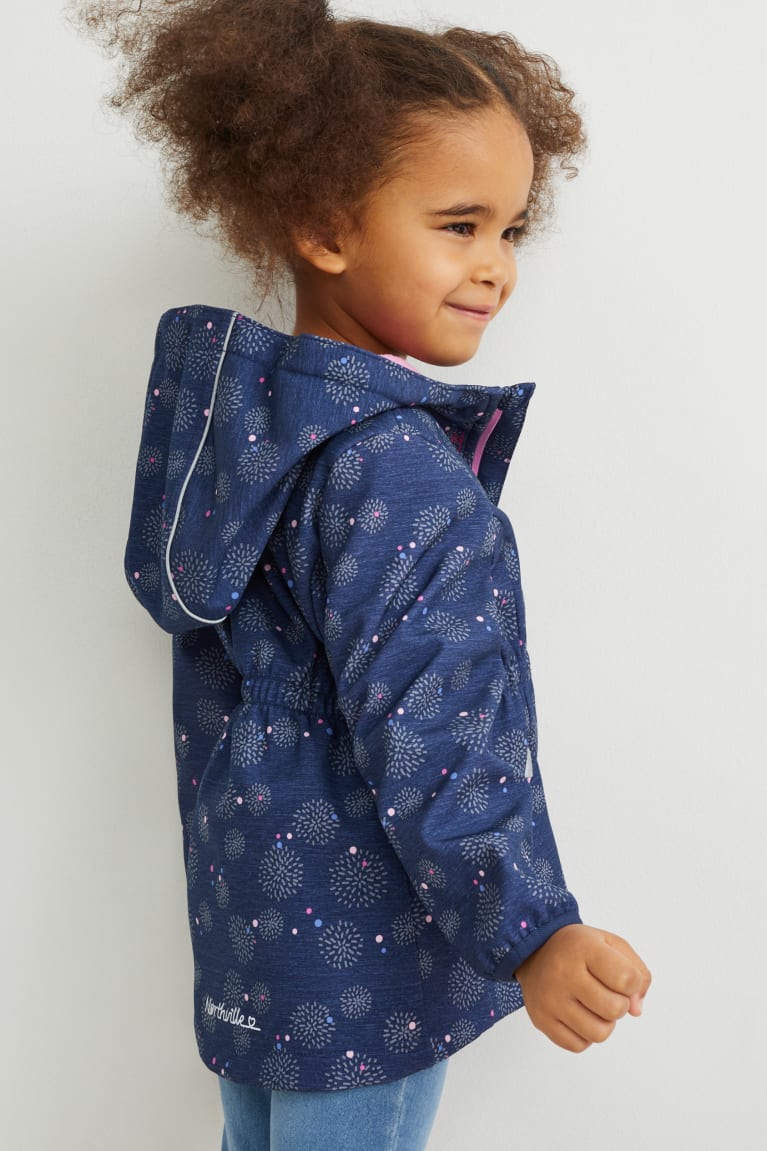 Dark Blue C&A Softshell With Hood Patterned Girls' Jackets | VBENM-3451