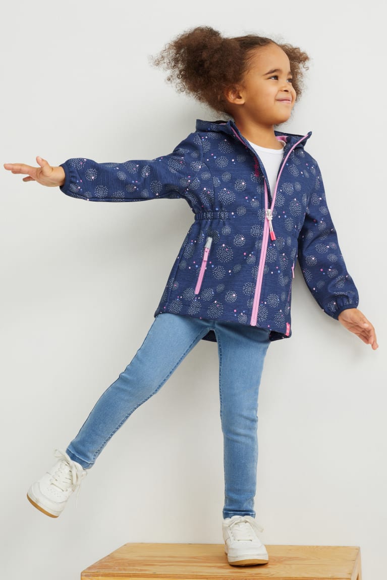 Dark Blue C&A Softshell With Hood Patterned Girls' Jackets | VBENM-3451