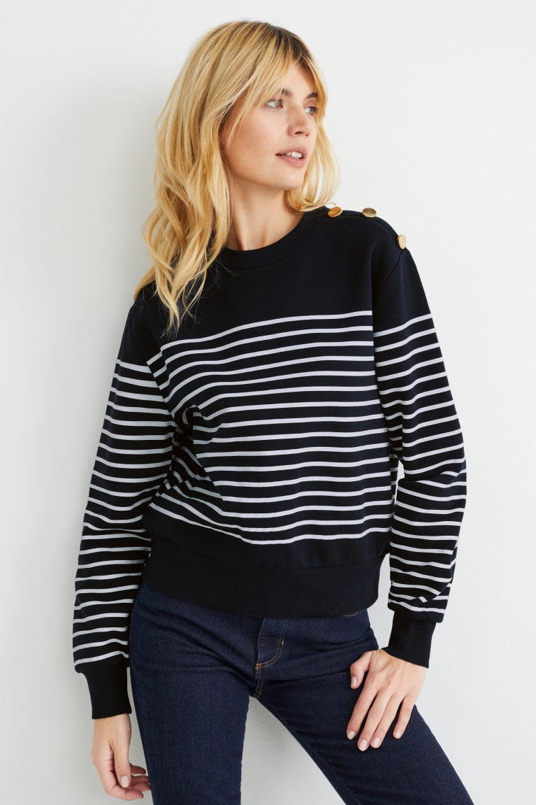 Dark Blue C&A Striped Women\'s Sweatshirts | SLFHM-9325