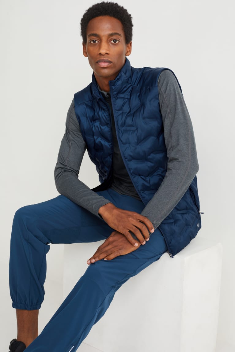 Dark Blue C&A Technical Quilted Gilet Recycled Men's Jackets | WEXOP-2874